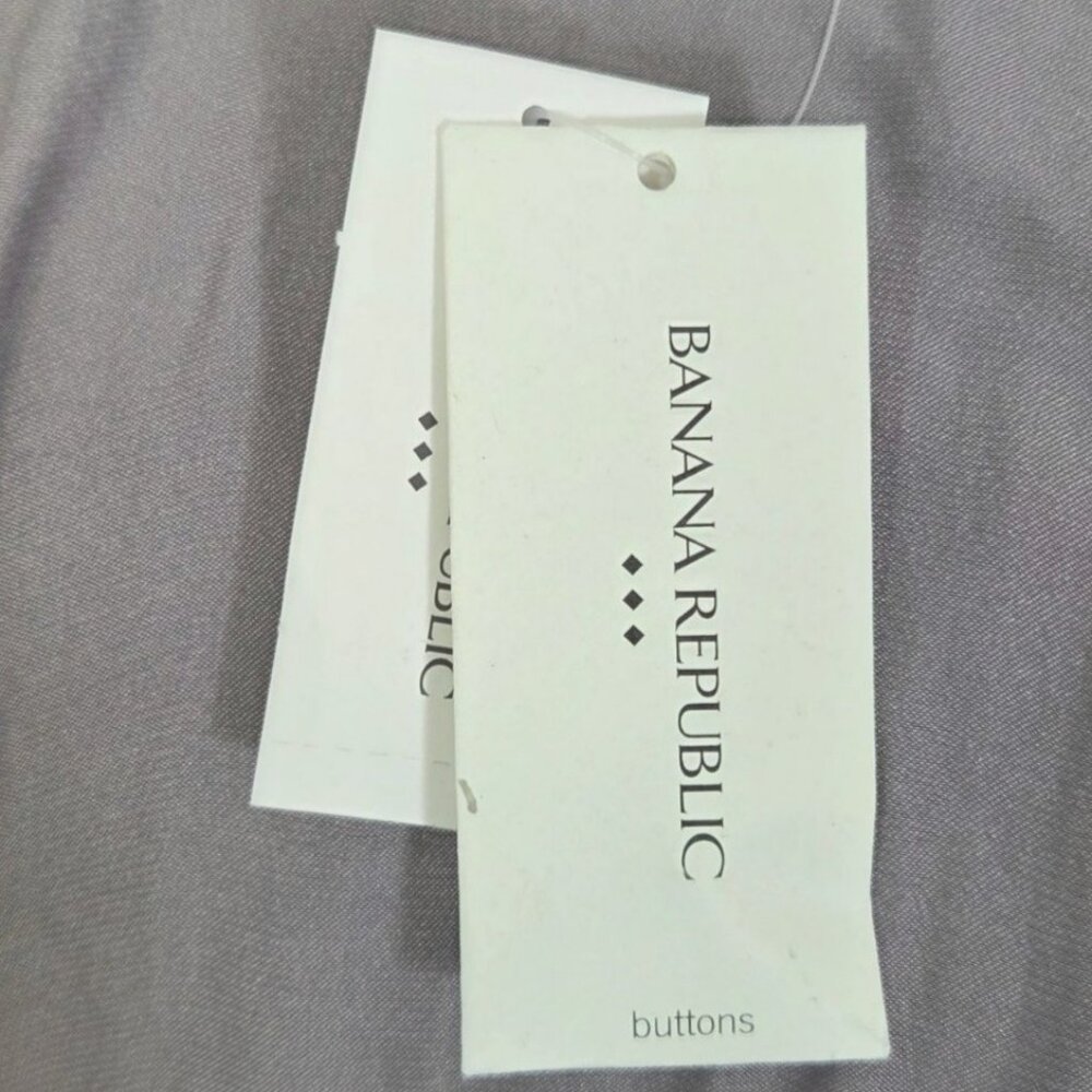Banana Republic Womens Purple Wrap Top W Waist Tie Button Sleeve Cuffs Med NWT - Picture 8 of 10